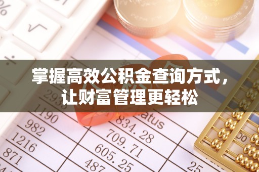 青羊掌握高效公积金查询方式，让财富管理更轻松